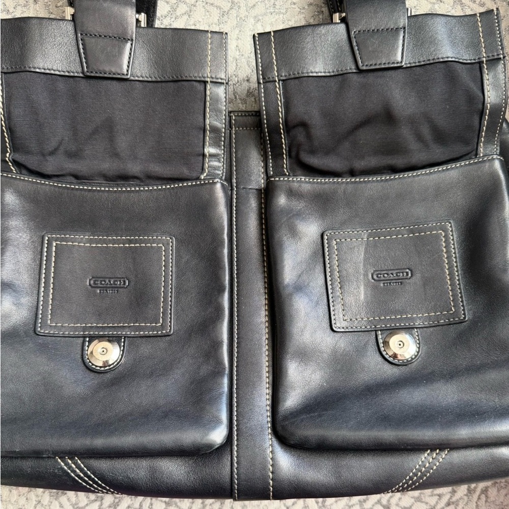 Coach Vintage Y2K Soho Black Leather Tote Satchel Double Buckle - Picture 6 of 8